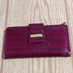 Women’s Buxton Burgundy Long Bifold Wallet – Zipper Snappy Design -" ID Wallet